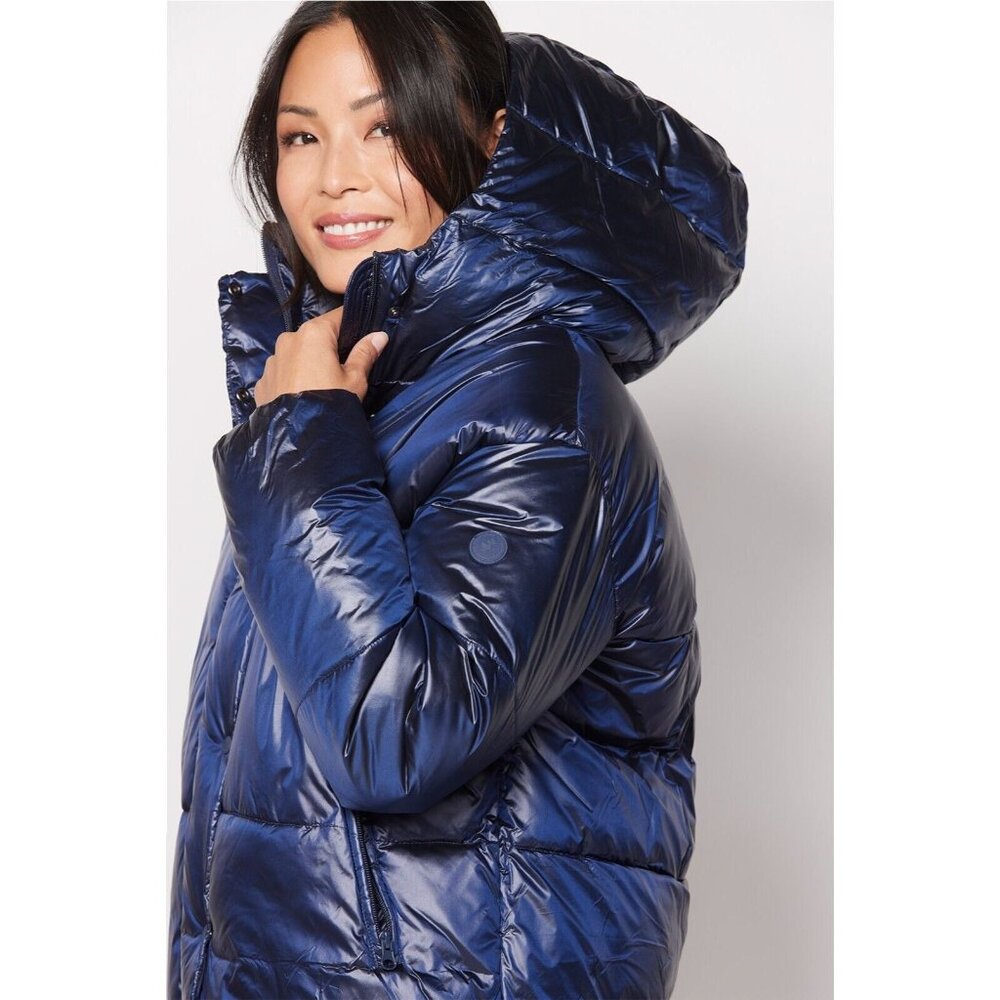 Save The Duck Nicki Short Puffer Coat Blue Women's Size 1 Small New With Tag - Picture 4 of 8